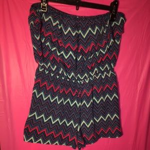 Charlotte Russe blue strapless romper